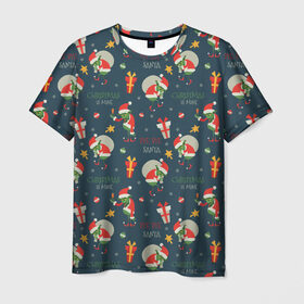 Мужская футболка 3D с принтом Гринч в Кировске, 100% полиэфир | прямой крой, круглый вырез горловины, длина до линии бедер | ангел | ёлка | ель | зима | колокольчик | нг | новый год | олень | рождество | санта | снег