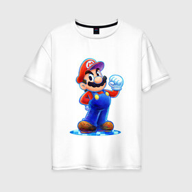 Женская футболка хлопок Oversize с принтом Mario в Кировске, 100% хлопок | свободный крой, круглый ворот, спущенный рукав, длина до линии бедер
 | nintendo | марио | нинтендо