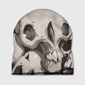 Шапка 3D с принтом Skull kamo в Кировске, 100% полиэстер | универсальный размер, печать по всей поверхности изделия | helloween | skull | tumblr | хелоуин | череп