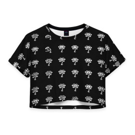 Женская футболка 3D укороченная с принтом Flowey emoji в Кировске, 100% полиэстер | круглая горловина, длина футболки до линии талии, рукава с отворотами | undertale