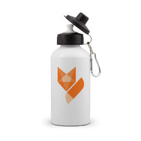 Бутылка спортивная с принтом Лиса минимализм в Кировске, металл | емкость — 500 мл, в комплекте две пластиковые крышки и карабин для крепления | fox