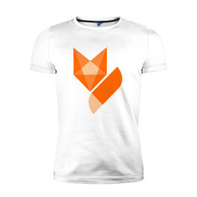 Мужская футболка премиум с принтом Лиса минимализм в Кировске, 92% хлопок, 8% лайкра | приталенный силуэт, круглый вырез ворота, длина до линии бедра, короткий рукав | Тематика изображения на принте: fox