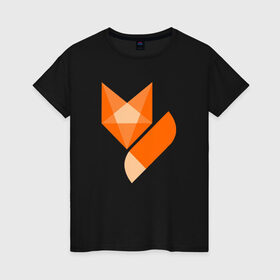 Женская футболка хлопок с принтом Лиса минимализм в Кировске, 100% хлопок | прямой крой, круглый вырез горловины, длина до линии бедер, слегка спущенное плечо | fox