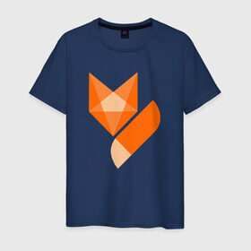 Мужская футболка хлопок с принтом Лиса минимализм в Кировске, 100% хлопок | прямой крой, круглый вырез горловины, длина до линии бедер, слегка спущенное плечо. | fox