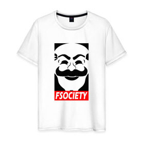 Мужская футболка хлопок с принтом Fsociety в Кировске, 100% хлопок | прямой крой, круглый вырез горловины, длина до линии бедер, слегка спущенное плечо. | mister | mr | robot | мистер | робот