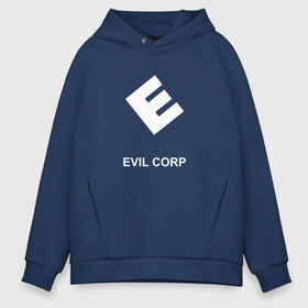 Мужское худи Oversize хлопок с принтом Evil corporation в Кировске, френч-терри — 70% хлопок, 30% полиэстер. Мягкий теплый начес внутри —100% хлопок | боковые карманы, эластичные манжеты и нижняя кромка, капюшон на магнитной кнопке | mister | mr | robot | зла | корпорация | мистер | робот