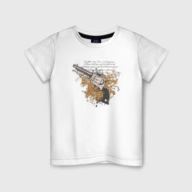 Детская футболка хлопок с принтом Револьвер с узорами в Кировске, 100% хлопок | круглый вырез горловины, полуприлегающий силуэт, длина до линии бедер | абстракция | пистолет | револьвер | револьвер с узорами