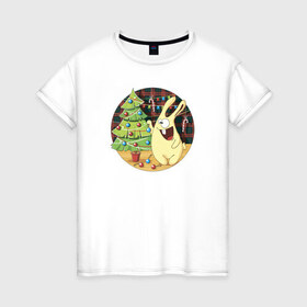 Женская футболка хлопок с принтом Зайка в Кировске, 100% хлопок | прямой крой, круглый вырез горловины, длина до линии бедер, слегка спущенное плечо | 