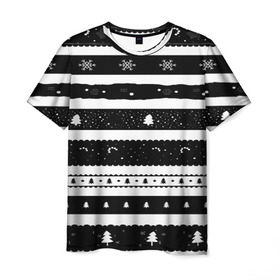 Мужская футболка 3D с принтом Рождество в Кировске, 100% полиэфир | прямой крой, круглый вырез горловины, длина до линии бедер | вязаный | рождество | свитер | текстура