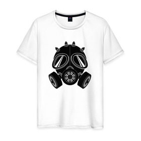 Мужская футболка хлопок с принтом Маска-противогаз в Кировске, 100% хлопок | прямой крой, круглый вырез горловины, длина до линии бедер, слегка спущенное плечо. | dubstep | маска | музыка | противогаз