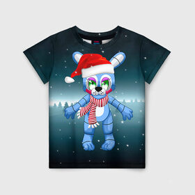 Детская футболка 3D с принтом Five Nights At Freddy`s в Кировске, 100% гипоаллергенный полиэфир | прямой крой, круглый вырез горловины, длина до линии бедер, чуть спущенное плечо, ткань немного тянется | fnaf | freddy | бонни | медведь | мишка | фнаф | фокси | фредди