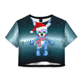 Женская футболка 3D укороченная с принтом Five Nights At Freddy`s в Кировске, 100% полиэстер | круглая горловина, длина футболки до линии талии, рукава с отворотами | fnaf | freddy | бонни | медведь | мишка | фнаф | фокси | фредди