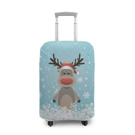 Чехол для чемодана 3D с принтом Рудольф в Кировске, 86% полиэфир, 14% спандекс | двустороннее нанесение принта, прорези для ручек и колес | ангел | ёлка | ель | зима | колокольчик | нг | новый год | олень | рождество | санта | снег