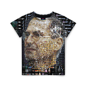Детская футболка 3D с принтом Стив Джобс в Кировске, 100% гипоаллергенный полиэфир | прямой крой, круглый вырез горловины, длина до линии бедер, чуть спущенное плечо, ткань немного тянется | steve jobs