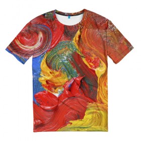 Мужская футболка 3D с принтом Оживший холст в Кировске, 100% полиэфир | прямой крой, круглый вырез горловины, длина до линии бедер | гениальность | гуашь | искусство | краски | мазня | мастер | муза | палитра | радуга | творчество | фантазия | холст | художество | художник | шедевр