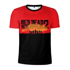 Мужская футболка 3D спортивная с принтом Red Dead Redemption 2 в Кировске, 100% полиэстер с улучшенными характеристиками | приталенный силуэт, круглая горловина, широкие плечи, сужается к линии бедра | rdr | rdr2 | red dead redemption 2 | rockstar | дикий запад | ковбои