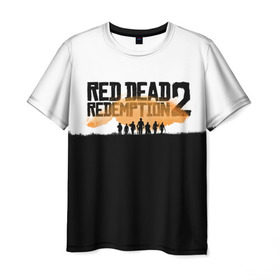 Мужская футболка 3D с принтом Red Dead Redemption 2 в Кировске, 100% полиэфир | прямой крой, круглый вырез горловины, длина до линии бедер | Тематика изображения на принте: rdr | rdr2 | red dead redemption 2 | rockstar | дикий запад | ковбои