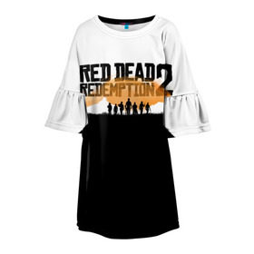 Детское платье 3D с принтом Red Dead Redemption 2 в Кировске, 100% полиэстер | прямой силуэт, чуть расширенный к низу. Круглая горловина, на рукавах — воланы | rdr | rdr2 | red dead redemption 2 | rockstar | дикий запад | ковбои