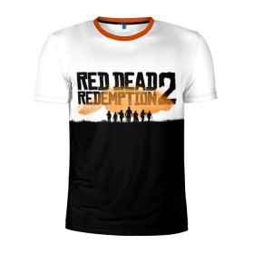 Мужская футболка 3D спортивная с принтом Red Dead Redemption 2 в Кировске, 100% полиэстер с улучшенными характеристиками | приталенный силуэт, круглая горловина, широкие плечи, сужается к линии бедра | Тематика изображения на принте: rdr | rdr2 | red dead redemption 2 | rockstar | дикий запад | ковбои