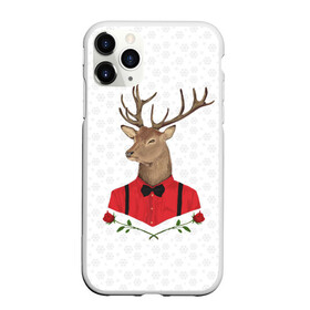 Чехол для iPhone 11 Pro матовый с принтом Christmas Deer в Кировске, Силикон |  | new year | олень | рождество | роза | снег | узор