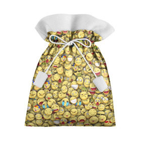 Подарочный 3D мешок с принтом Смайлики. Стикербомбинг в Кировске, 100% полиэстер | Размер: 29*39 см | emoji | желтый | мем | смайл | стикербомбинг | текстура | улыбка | эмодзи