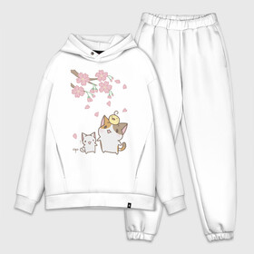 Мужской костюм хлопок OVERSIZE с принтом cats в Кировске,  |  | cat | sakura | tmblr | tumbler | кошка | сакура