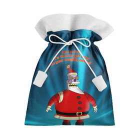 Подарочный 3D мешок с принтом Робот Санта в Кировске, 100% полиэстер | Размер: 29*39 см | Тематика изображения на принте: futurama | зима | мультфильм | новый год | рождество | футурама