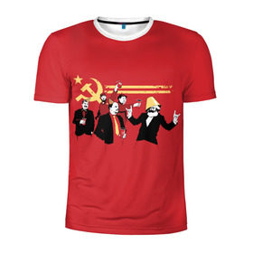 Мужская футболка 3D спортивная с принтом Back in the USSR в Кировске, 100% полиэстер с улучшенными характеристиками | приталенный силуэт, круглая горловина, широкие плечи, сужается к линии бедра | гевара | ленин | ретро | советский | союз | ссср | сталин | че