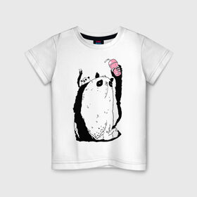 Детская футболка хлопок с принтом panda в Кировске, 100% хлопок | круглый вырез горловины, полуприлегающий силуэт, длина до линии бедер | Тематика изображения на принте: dd | drop dead | dropdead | milk | milkshake | panda | tmblr | tumbler