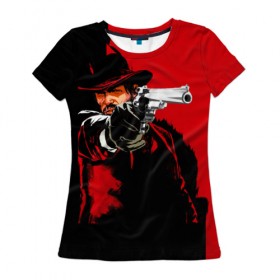 Женская футболка 3D с принтом Стрелок в Кировске, 100% полиэфир ( синтетическое хлопкоподобное полотно) | прямой крой, круглый вырез горловины, длина до линии бедер | выстрел | ковбой | оружие | пистолет | револьвер | силовые структуры | стрелять