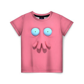Детская футболка 3D с принтом Доктор Зойдберг в Кировске, 100% гипоаллергенный полиэфир | прямой крой, круглый вырез горловины, длина до линии бедер, чуть спущенное плечо, ткань немного тянется | будущее | врач | краб | лицо | розовый | фантастика | футурама | щупальца