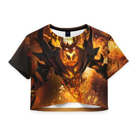 Женская футболка 3D укороченная с принтом Fire в Кировске, 100% полиэстер | круглая горловина, длина футболки до линии талии, рукава с отворотами | dota | dota 2 | shadow demon | демон | дота