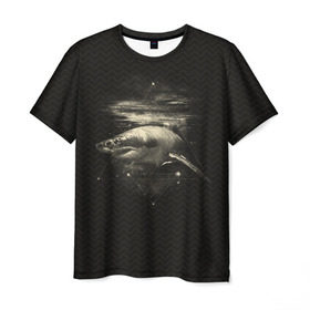 Мужская футболка 3D с принтом Cosmic Shark в Кировске, 100% полиэфир | прямой крой, круглый вырез горловины, длина до линии бедер | space | галактика | космос | рыба