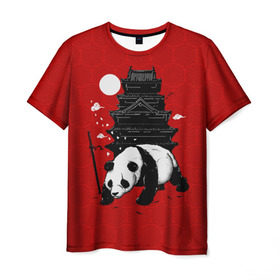 Мужская футболка 3D с принтом Panda Warrior в Кировске, 100% полиэфир | прямой крой, круглый вырез горловины, длина до линии бедер | japan | panda | панда