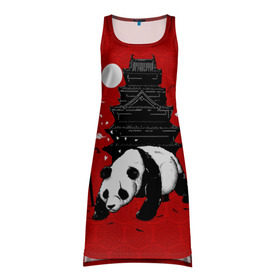 Платье-майка 3D с принтом Panda Warrior в Кировске, 100% полиэстер | полуприлегающий силуэт, широкие бретели, круглый вырез горловины, удлиненный подол сзади. | japan | panda | панда