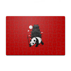 Пазл магнитный 126 элементов с принтом Panda Warrior в Кировске, полимерный материал с магнитным слоем | 126 деталей, размер изделия —  180*270 мм | Тематика изображения на принте: japan | panda | панда