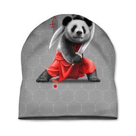 Шапка 3D с принтом Master Panda в Кировске, 100% полиэстер | универсальный размер, печать по всей поверхности изделия | ninja | panda | ниндзя | панда