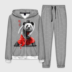 Мужской костюм 3D с принтом Master Panda в Кировске, 100% полиэстер | Манжеты и пояс оформлены тканевой резинкой, двухслойный капюшон со шнурком для регулировки, карманы спереди | Тематика изображения на принте: ninja | panda | ниндзя | панда