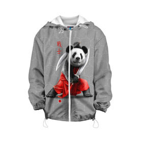 Детская куртка 3D с принтом Master Panda в Кировске, 100% полиэстер | застежка — молния, подол и капюшон оформлены резинкой с фиксаторами, по бокам — два кармана без застежек, один потайной карман на груди, плотность верхнего слоя — 90 г/м2; плотность флисового подклада — 260 г/м2 | Тематика изображения на принте: ninja | panda | ниндзя | панда