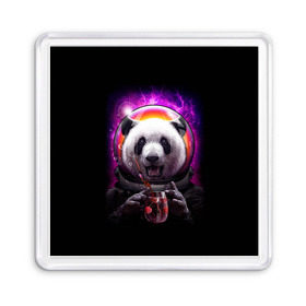 Магнит 55*55 с принтом Panda Cosmonaut в Кировске, Пластик | Размер: 65*65 мм; Размер печати: 55*55 мм | Тематика изображения на принте: bear | galaxy | panda | space | star | астронавт | галактика | звезда | космонавт | космос | медведь | панда