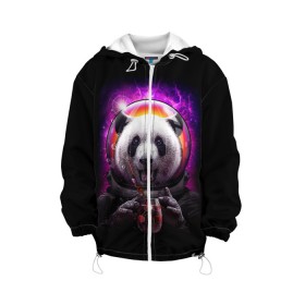 Детская куртка 3D с принтом Panda Cosmonaut в Кировске, 100% полиэстер | застежка — молния, подол и капюшон оформлены резинкой с фиксаторами, по бокам — два кармана без застежек, один потайной карман на груди, плотность верхнего слоя — 90 г/м2; плотность флисового подклада — 260 г/м2 | Тематика изображения на принте: bear | galaxy | panda | space | star | астронавт | галактика | звезда | космонавт | космос | медведь | панда
