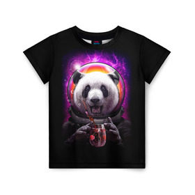 Детская футболка 3D с принтом Panda Cosmonaut в Кировске, 100% гипоаллергенный полиэфир | прямой крой, круглый вырез горловины, длина до линии бедер, чуть спущенное плечо, ткань немного тянется | Тематика изображения на принте: bear | galaxy | panda | space | star | астронавт | галактика | звезда | космонавт | космос | медведь | панда
