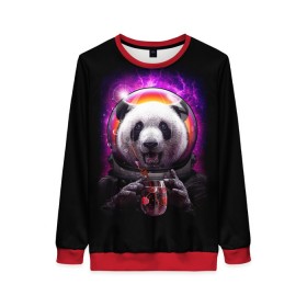 Женский свитшот 3D с принтом Panda Cosmonaut в Кировске, 100% полиэстер с мягким внутренним слоем | круглый вырез горловины, мягкая резинка на манжетах и поясе, свободная посадка по фигуре | bear | galaxy | panda | space | star | астронавт | галактика | звезда | космонавт | космос | медведь | панда