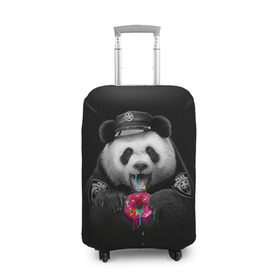 Чехол для чемодана 3D с принтом Donut Panda в Кировске, 86% полиэфир, 14% спандекс | двустороннее нанесение принта, прорези для ручек и колес | bear | donut | panda | police | коп | медведь | панда | пончик