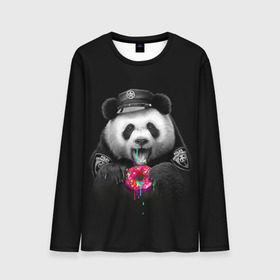 Мужской лонгслив 3D с принтом Donut Panda в Кировске, 100% полиэстер | длинные рукава, круглый вырез горловины, полуприлегающий силуэт | bear | donut | panda | police | коп | медведь | панда | пончик