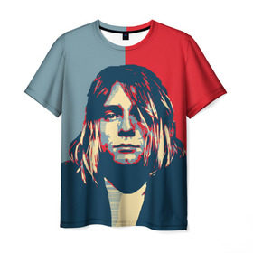 Мужская футболка 3D с принтом Kurt Cobain в Кировске, 100% полиэфир | прямой крой, круглый вырез горловины, длина до линии бедер | Тематика изображения на принте: curt | hope | kobain | nirvana | кобейн | курт | нирвана