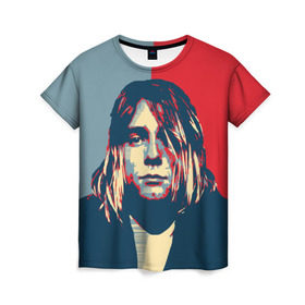Женская футболка 3D с принтом Kurt Cobain в Кировске, 100% полиэфир ( синтетическое хлопкоподобное полотно) | прямой крой, круглый вырез горловины, длина до линии бедер | curt | hope | kobain | nirvana | кобейн | курт | нирвана