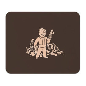 Коврик прямоугольный с принтом Волт-бой с оружием Fallout 4 в Кировске, натуральный каучук | размер 230 х 185 мм; запечатка лицевой стороны | 111 | dweller | fallout | убежище | фаллаут