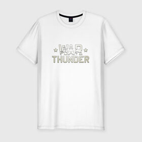 Мужская футболка премиум с принтом War Thunder Logo в Кировске, 92% хлопок, 8% лайкра | приталенный силуэт, круглый вырез ворота, длина до линии бедра, короткий рукав | Тематика изображения на принте: logo | war | war thunder | war thunder logo