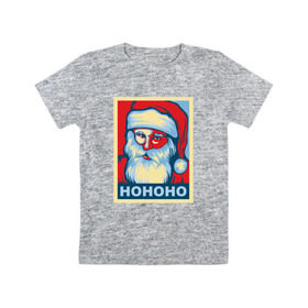 Детская футболка хлопок с принтом Santa HOHOHO в Кировске, 100% хлопок | круглый вырез горловины, полуприлегающий силуэт, длина до линии бедер | Тематика изображения на принте: 